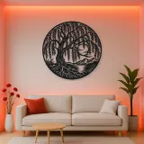 Willow Tree Moon Metal Wall Art | Botanical Metal Wall Decor