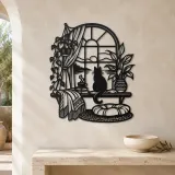 Cat on Windowsill Metal Wall Art | Pet Lover Silhouette Decor - lifestyle view 3