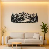 Highland Lake View Metal Wall Art | Nature Silhouette Decor