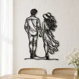 Hand in Hand Stroll Metal Wall Art | Romantic Couple Decor - lifestyle view 4