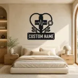 Personalized Medical Heart Metal Wall Art with Stethoscope - lifestyle view 2