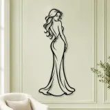 Midnight Gown Muse Metal Wall Art | Minimalist Woman Line Art - lifestyle view 2