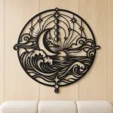 Moon and Ocean Metal Wall Art | Coastal and Nautical Wall Decor - lifestyle view 5
