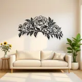 Peony Garden Arc Metal Wall Art | Botanical Metal Wall Decor
