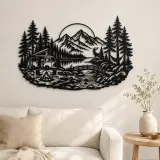Cartel de metal Furgoneta Camper en el Bosque | Decoración de viaje y ciudad