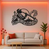Clarinet Jazz Arc Metal Wall Art | Music Room Wall Decor