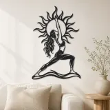 Cartel de metal de salutación al sol | Decoración de siluetas de movimiento