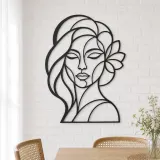 Geometric Face Muse Metal Wall Art | Minimalist Woman Line Art - lifestyle view 4