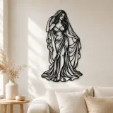 Arte mural de metal Veiled Muse | Arte lineal minimalista de mujer