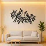 Two Birds on Branch Metal Wall Art | Wildlife Silhouette Decor