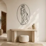 Woman in Oval Frame Metal Wall Art | Feminine Figure Wall Decor - lifestyle view 3