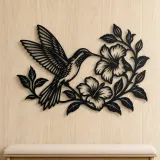 Hummingbird Blossom Metal Wall Art | Wildlife Silhouette Decor - lifestyle view 5