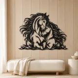 Two Horses Embrace Metal Wall Art | Equestrian Wall Decor - lifestyle view 5