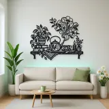 Teapot Floral Steam Metal Wall Art | Botanical Metal Wall Decor