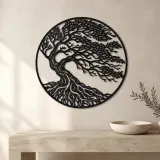 Windblown Tree Metal Wall Art | Botanical Metal Wall Decor - lifestyle view 3