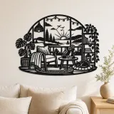 Metall-Wandkunst Gemütlicher Horizont | Natur Silhouette Deko
