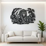 Leopard Jungle Metal Wall Art | Wildlife Silhouette Decor