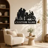 Personalized Adventure Motorcycle Mountain Family Metal Wall Art - lifestyle view 5