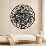 Sacred Geometry Flower Metal Wall Art | Botanical Metal Wall Decor - lifestyle view 5