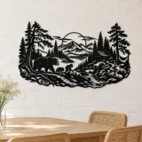 Bear Forest Trail Metal Wall Art | Wildlife Silhouette Decor - lifestyle view 4