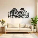 Bedtime Story Family Metal Wall Art | Family Silhouette Decor