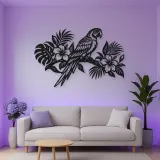 Parrot Tropical Branch Metal Wall Art | Wildlife Silhouette Decor