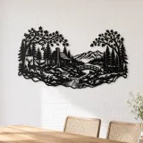 Autumn Woodland Flow Metal Wall Art | Nature Silhouette Decor - lifestyle view 4