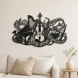 Arte mural de metal fusión de instrumentos de orquesta | Decoración mural para salas de música