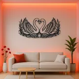 Swan Heart Pair Metal Wall Art | Wildlife Silhouette Decor