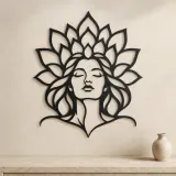 Lotus Face Muse Metal Wall Art | Minimalist Woman Line Art - lifestyle view 3