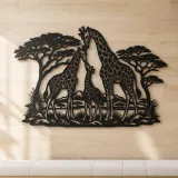 Giraffe Family Metal Wall Art | Wildlife Silhouette Decor - lifestyle view 5
