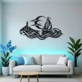Moonlit Boat Metal Wall Art | Coastal and Nautical Wall Decor