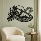 Clarinet Jazz Arc Metal Wall Art | Music Room Wall Decor - lifestyle view 2