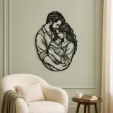 Parents with Newborn Metal Wall Art | Family Silhouette Decor - lifestyle view 2