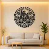 Lotus Moon Woman Metal Wall Art | Minimalist Woman Line Art