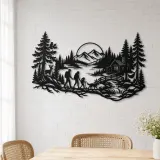 Woodland Family Walk Metal Wall Art | Family Silhouette Decor - lifestyle view 4