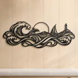 Interwoven Ocean Waves Metal Wall Art | Coastal and Nautical Wall Decor - lifestyle view 5