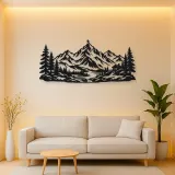Pine Framed Summit Metal Wall Art | Nature Silhouette Decor