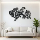 Parrot Tropical Branch Metal Wall Art | Wildlife Silhouette Decor