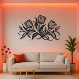 Tulip Trio Flow Metal Wall Art | Botanical Metal Wall Decor
