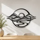 Five Line Horizon Metal Wall Art | Nature Silhouette Decor - lifestyle view 4
