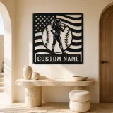 Personalized Female Softball Player Bat on Shoulder Metal Wall Art - lifestyle view 3