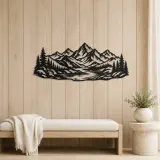 Mountain and River Metal Wall Art | Nature Silhouette Decor - lifestyle view 5
