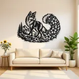 Fox Floral Tail Metal Wall Art | Wildlife Silhouette Decor