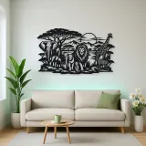 Safari Animal Horizon Metal Wall Art | Wildlife Silhouette Decor