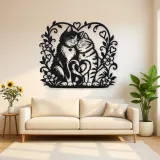 Two Cats in Love Metal Wall Art | Pet Lover Silhouette Decor