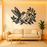 Hummingbird Blossom Metal Wall Art | Wildlife Silhouette Decor