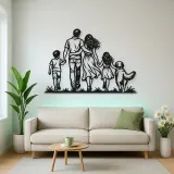 Family with Dog Metal Wall Art | Pet Lover Silhouette Decor