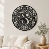 Yin-Yang Wellen Metall Wandkunst | Spirituelles Boho Metall Dekor