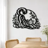 Cat Stretch Flow Metal Wall Art | Pet Lover Silhouette Decor - lifestyle view 4